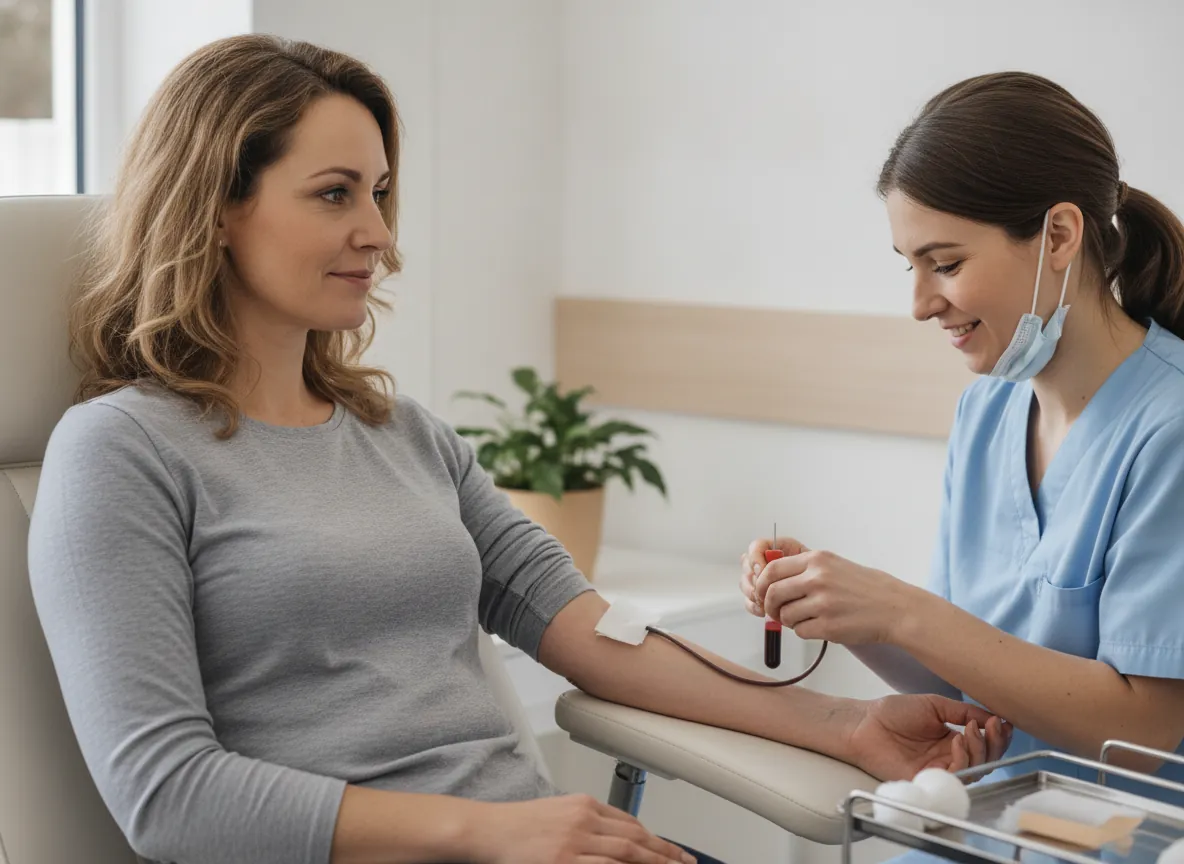 Prelievo di sangue venoso durante una visita clinica di routine